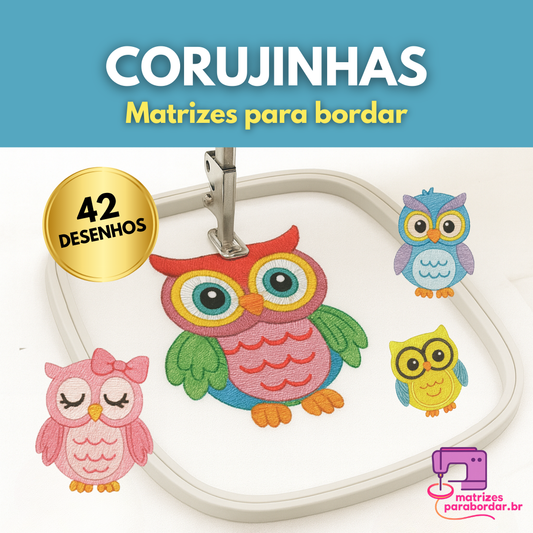 Pack Corujinhas – 42 Matrizes de Bordado